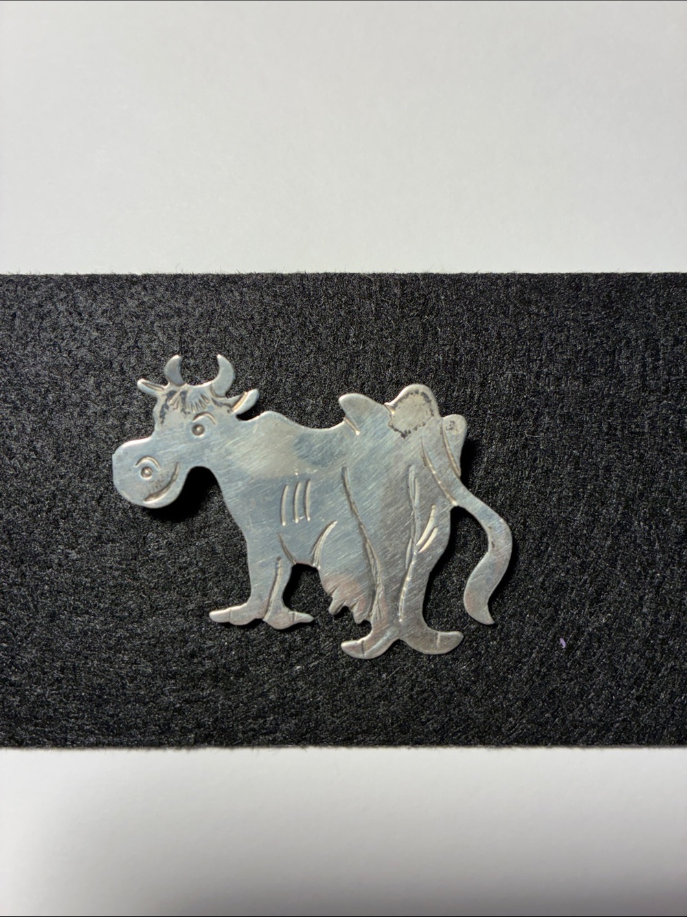 Silver Cow Pin Brooch - Cute Farm Animal Accessory sterling silver